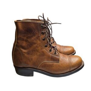 Ambos Elio Brown Leather Combat Lace Up Boots 9.5